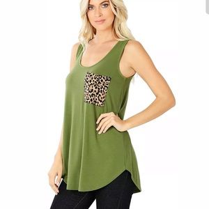 Plus Size Olive Green Sleeveless Tank Top
